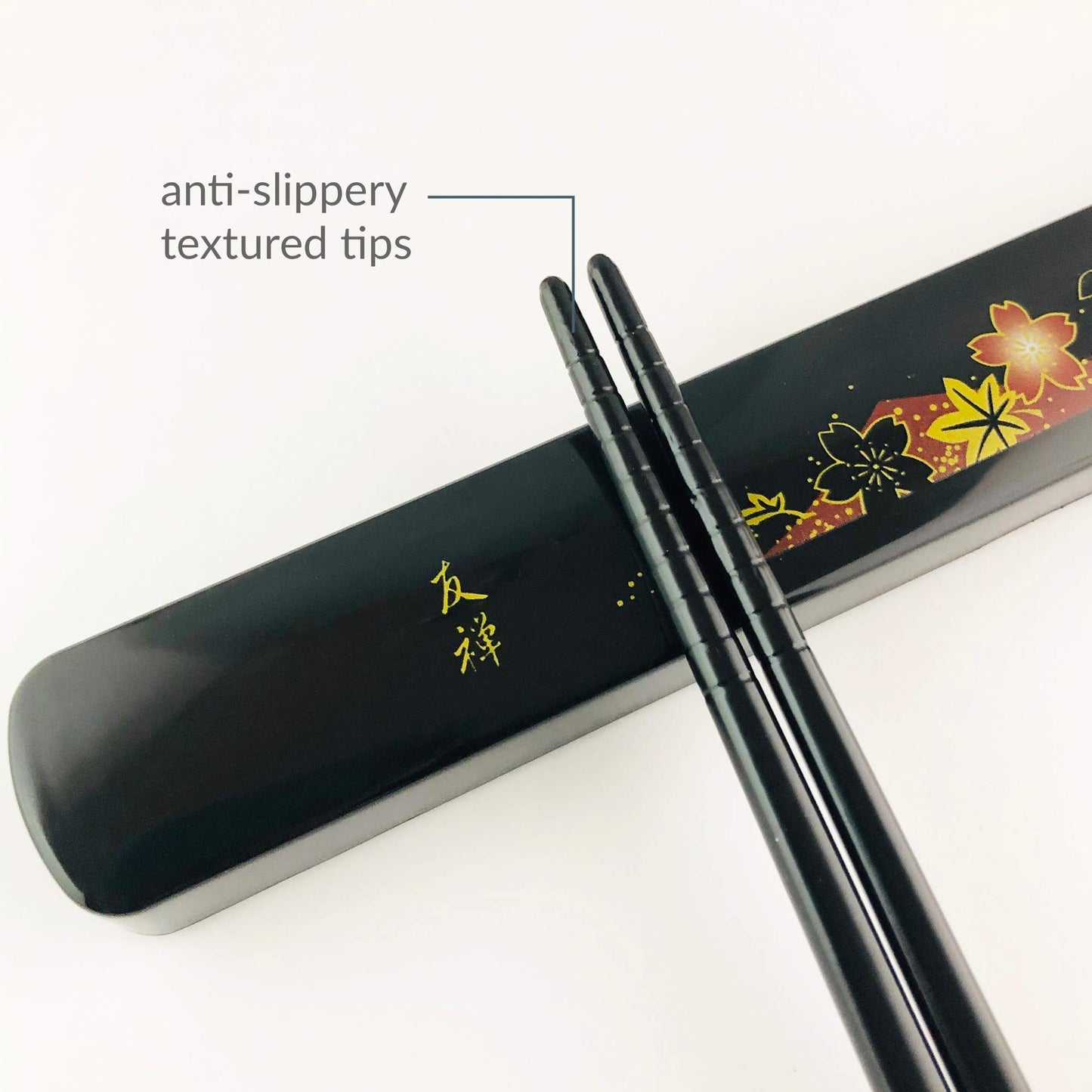 JapanBargain, Travel Chopsticks with Case Reusable Chinese Korean Japanese Bamboo Portable Chop Sticks Utensil Dishwasher Safe Made in Japan (2, Red-Yuzen)