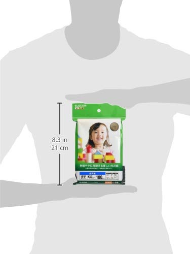Elecom EJK-GANKG100 Photo Paper, KG, 100 Sheets, Beautiful, Glossy Paper, Thick, 0.009 inches (0.225 mm), Made in Japan