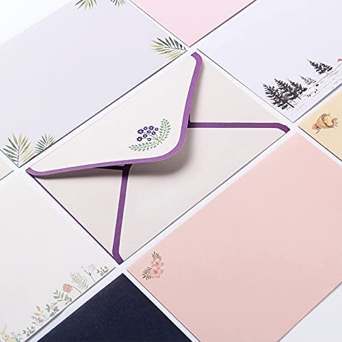 EBOCACB 81pcs Stationary Paper and Envelopes Set, Contain 54 stationery paper and 27 envelopes, writing paper stationery set, 9 Different Style