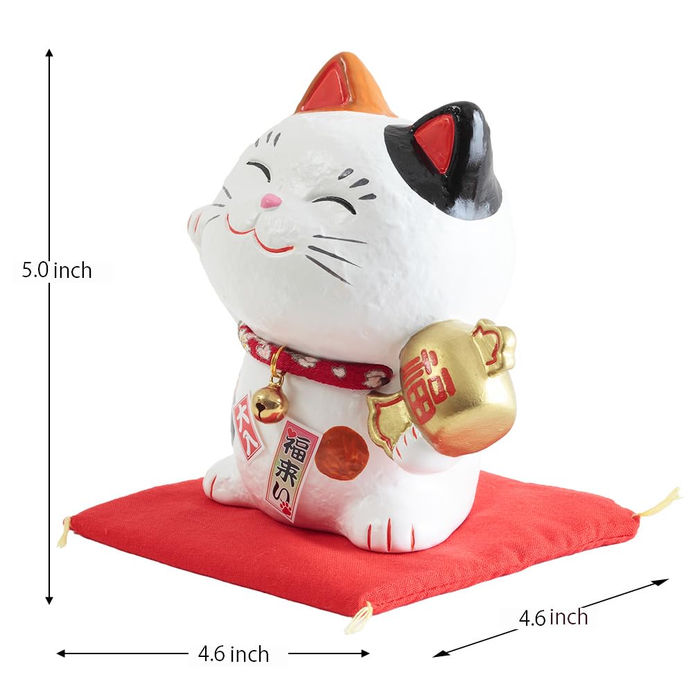 Lucky Cat Piggy Bank, 5.0 inches, Good Luck Charms, Japanese Decor, Ceramics, with Box, SN-026-Z-US