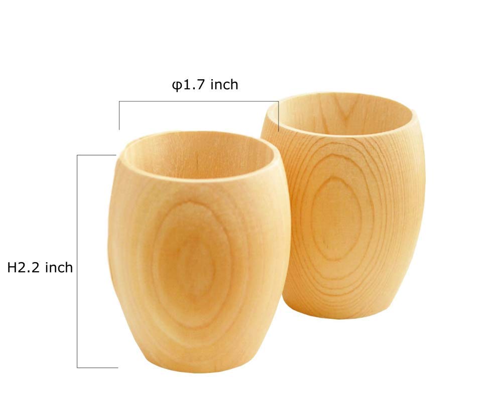 EDOYA Hinoki Wood Sake Cups (Set of 2) Made in Japan