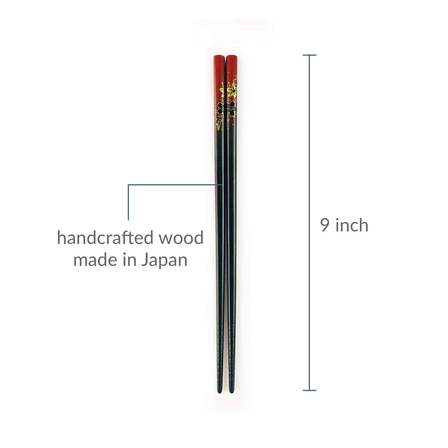 JapanBargain, Travel Chopsticks with Case Reusable Chinese Korean Japanese Bamboo Portable Chop Sticks Utensil Dishwasher Safe Made in Japan (2, Red-Yuzen)
