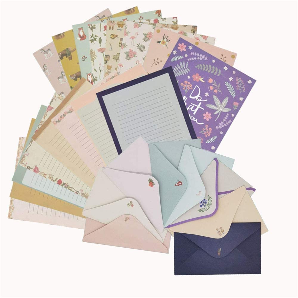 EBOCACB 81pcs Stationary Paper and Envelopes Set, Contain 54 stationery paper and 27 envelopes, writing paper stationery set, 9 Different Style