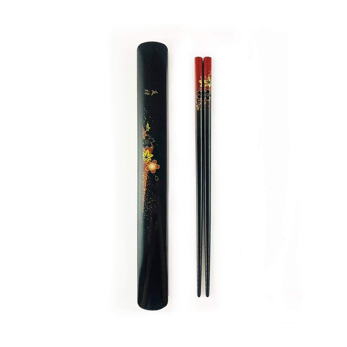 JapanBargain, Travel Chopsticks with Case Reusable Chinese Korean Japanese Bamboo Portable Chop Sticks Utensil Dishwasher Safe Made in Japan (2, Red-Yuzen)