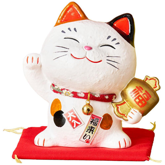 Lucky Cat Piggy Bank, 5.0 inches, Good Luck Charms, Japanese Decor, Ceramics, with Box, SN-026-Z-US