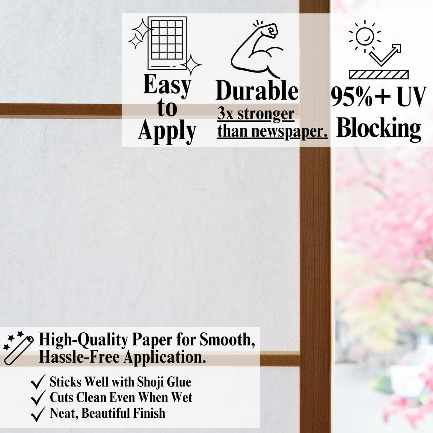 ONAO Japanese Shoji Paper Roll (37" x 49.2 ft) – Unryu Pattern with Natural Fibers, Shoji Screen Replacement Paper, Made in Japan