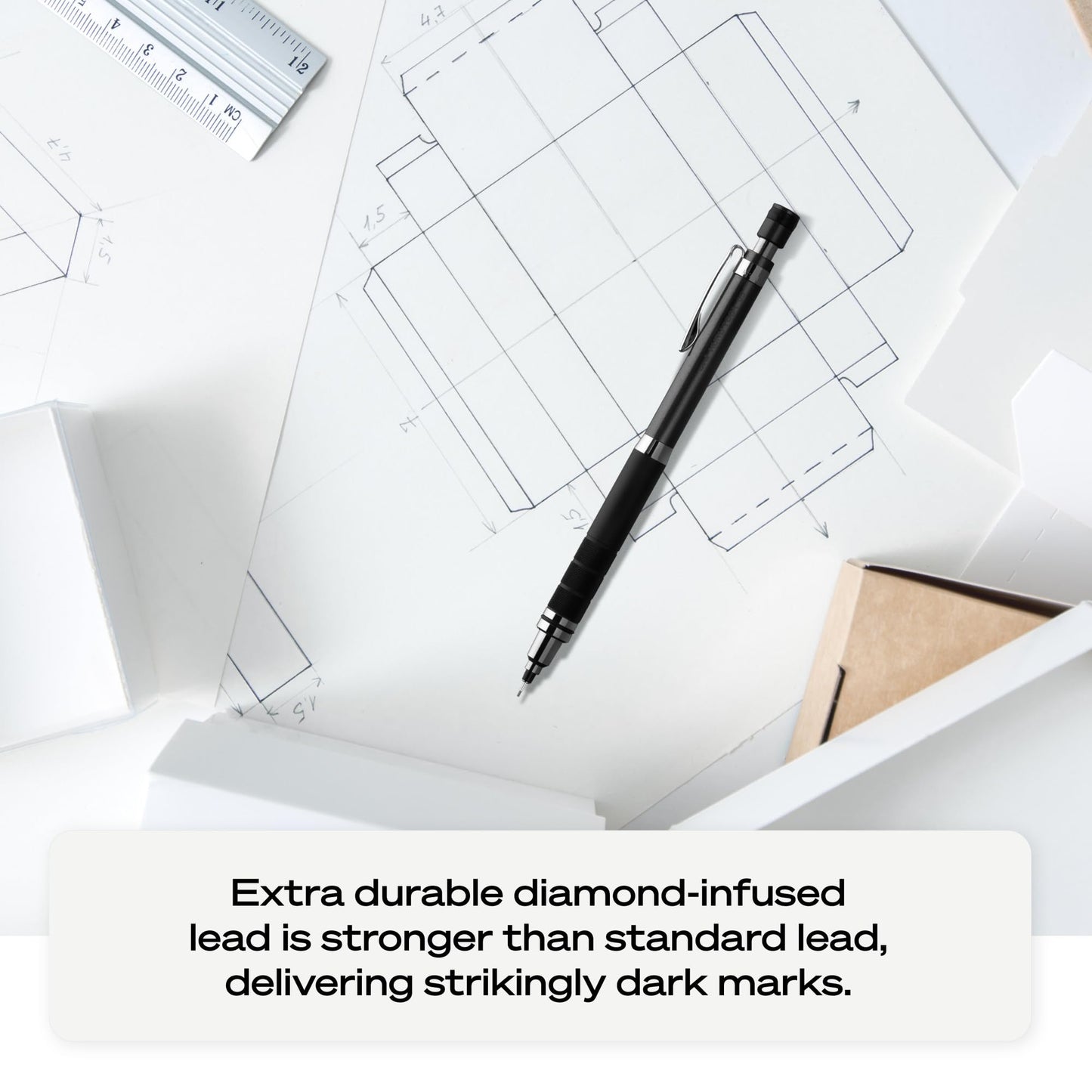 uniball Kuru Toga Elite Mechanical Pencil Starter Kit, 0.5mm, HB #2, Silver Barrel, 1 Pack