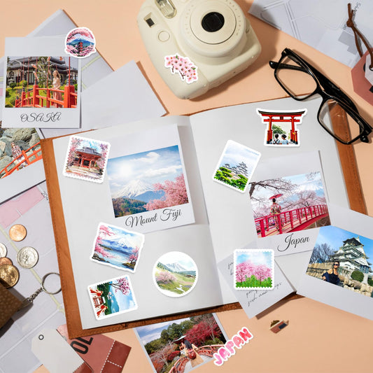 120 Pcs Japanese Stickers, Japan Japanese Birthday Party Decorations, Japan Themed Party Favors, Vinyl Waterproof Stickers for Journals Scrapbook Water Bottle Laptop