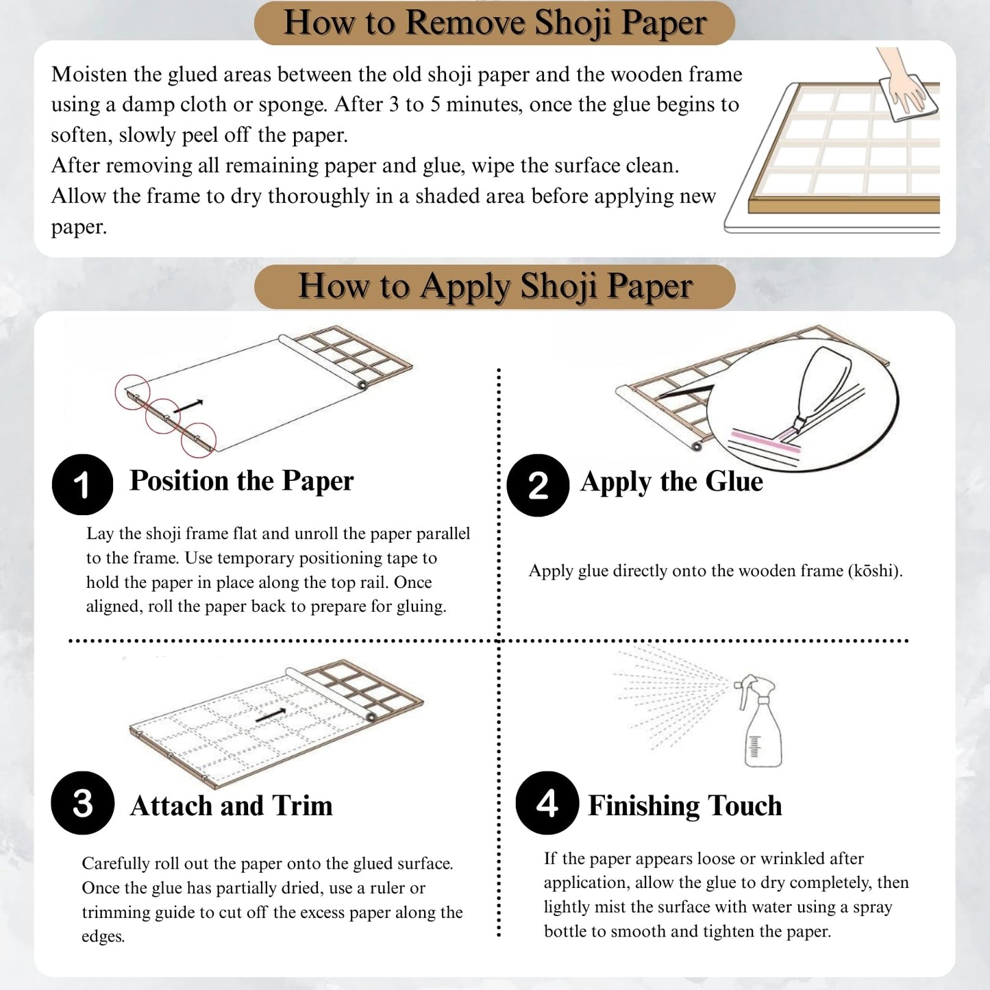 ONAO Japanese Shoji Paper Roll (37" x 49.2 ft) – Unryu Pattern with Natural Fibers, Shoji Screen Replacement Paper, Made in Japan