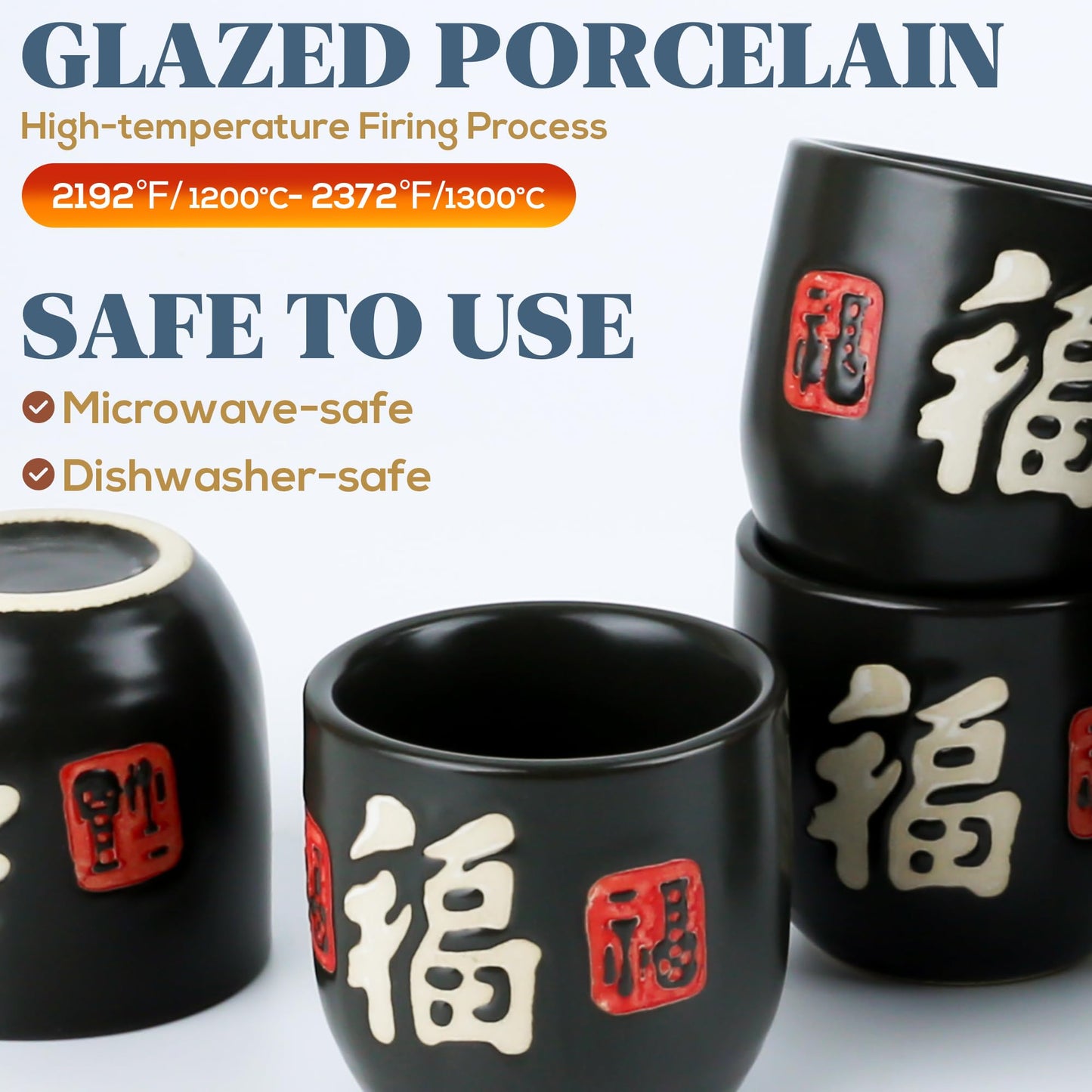 PUNNIO Ceramic Sake Set, 5pcs Japanese Saki Set with 1 Sake Carafe 4 Sake Cups, Saki Cup Set as Gift for Sake Japanese Wine/Hanzo Sake/Soju/Sake Drink/Saki Drink/Tea (Luckiness)