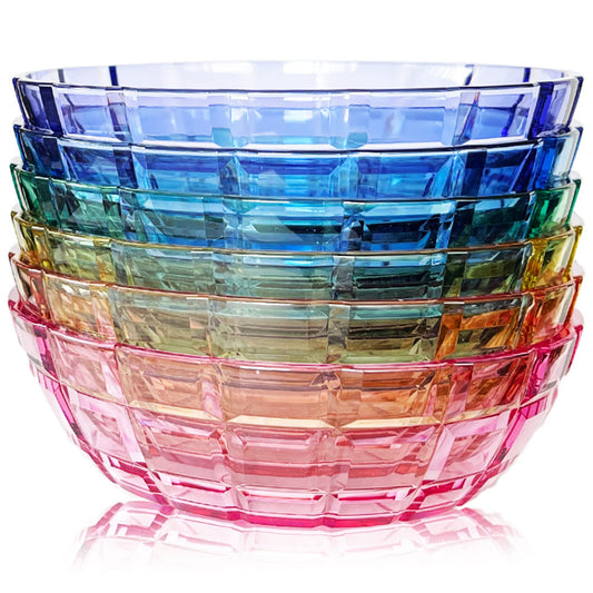 SCANDINOVIA - 13oz Unbreakable Premium Bowls Set Of 6 - Made in Japan - Super Grade Acrylic Plastic - Perfect for Gifts - Dishwasher Safe - Serving Ice Cream Candy Cereal Cereal Popcorn Salad Reusable